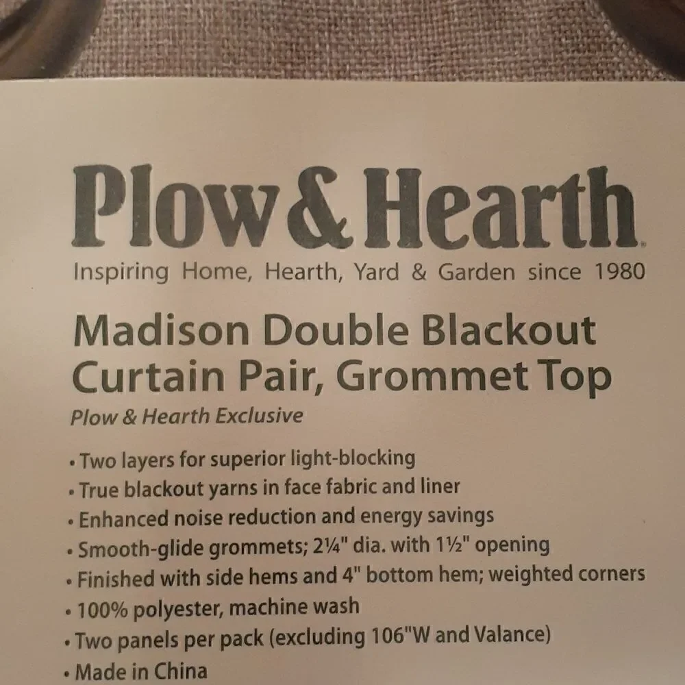 New P&H Madison Double Blackout Grommet Curtain‎ Pair Driftwood Size 40